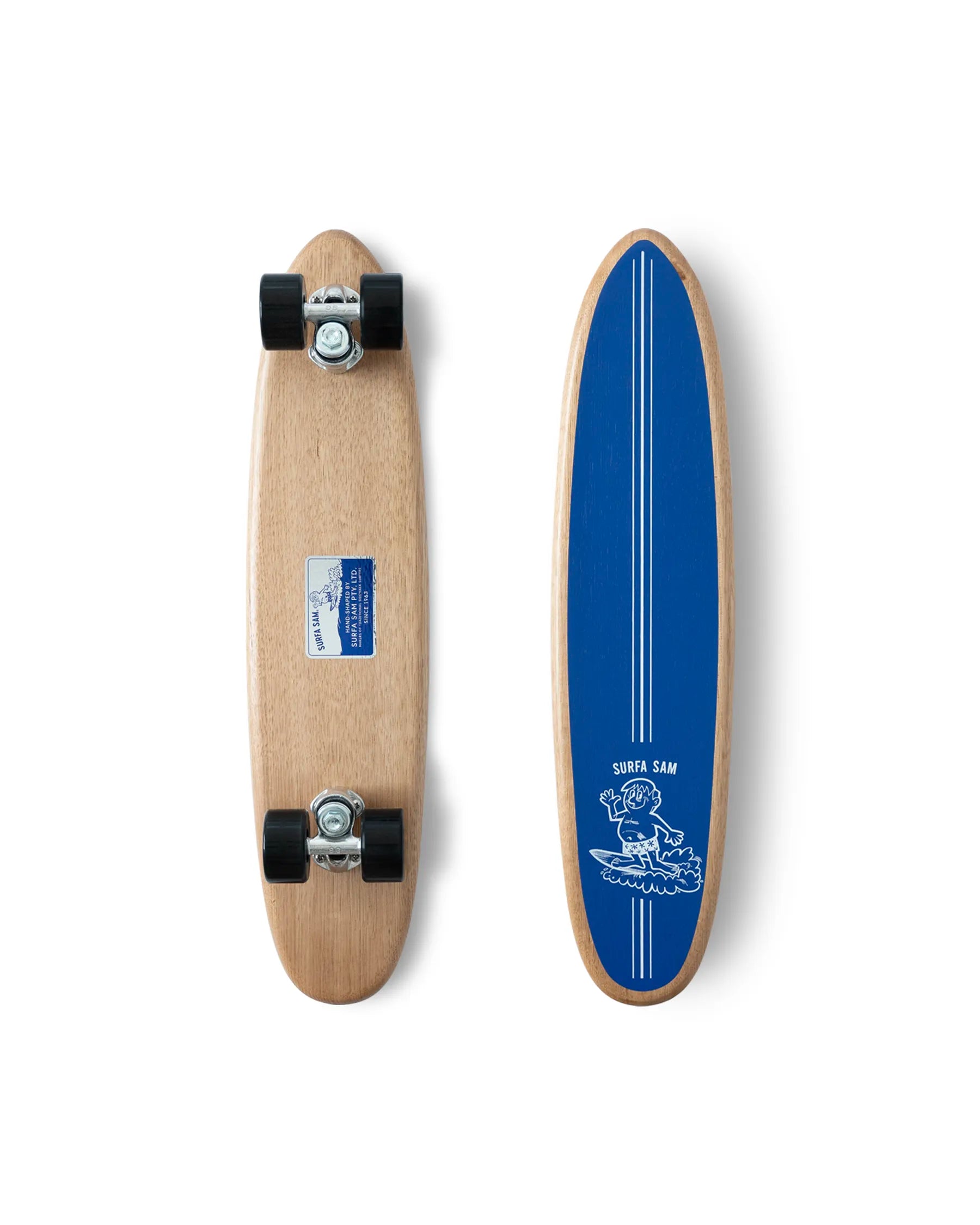 Blue traditional Surfa Sam replica skateboard