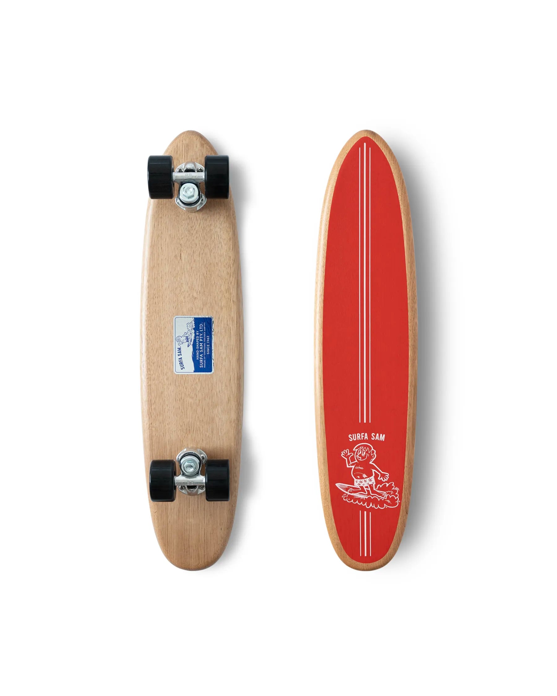 Red traditional Surfa Sam replica skateboard